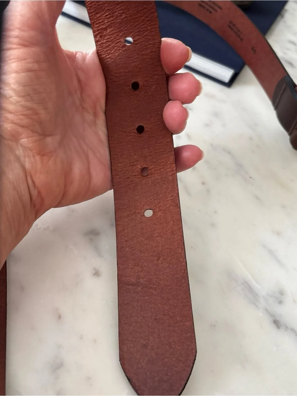L.L. Bean Two-Tone Brown and Black Leather Belt with Brass Buckle